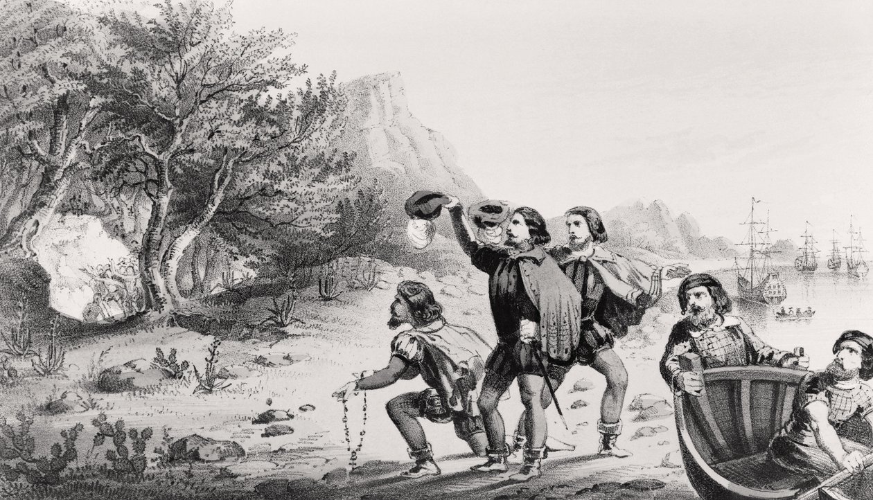 Amerigo Vespucci landar i den nya världen, från 