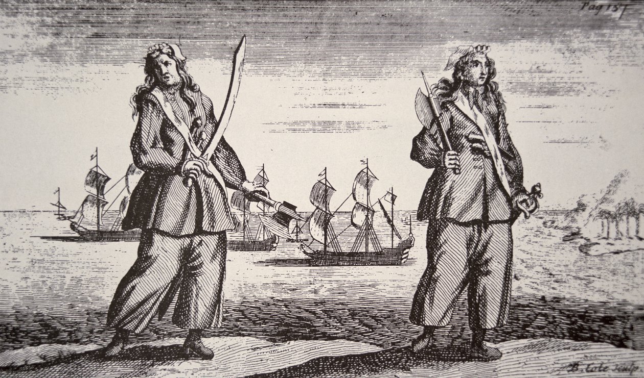 Anne Bonny och Mary Read (gravyr) av American School
