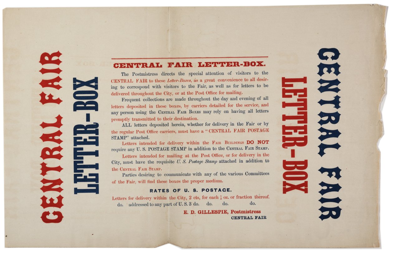 Kungörelse för Centralmässans brevlådor, c.1864 av American School