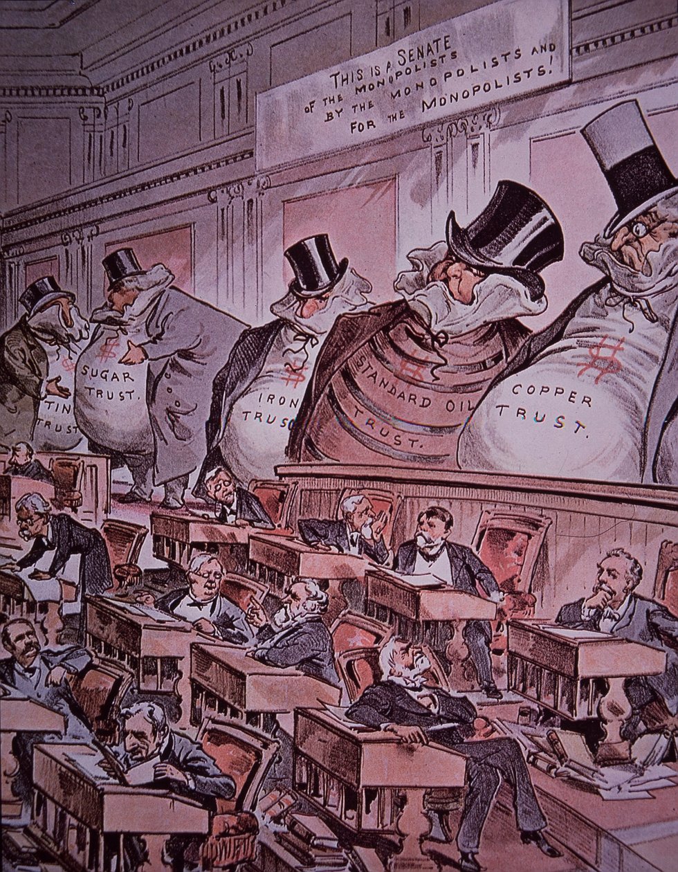 Antitrust-tecknad film om "chefer i senaten" av American School