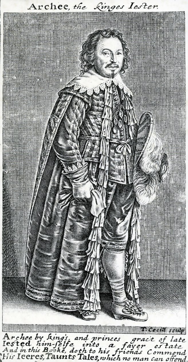 Archee, kungens gycklare, ett porträtt av Archibald Armstrong, av Thomas Cecill, 1639-1640 av American School