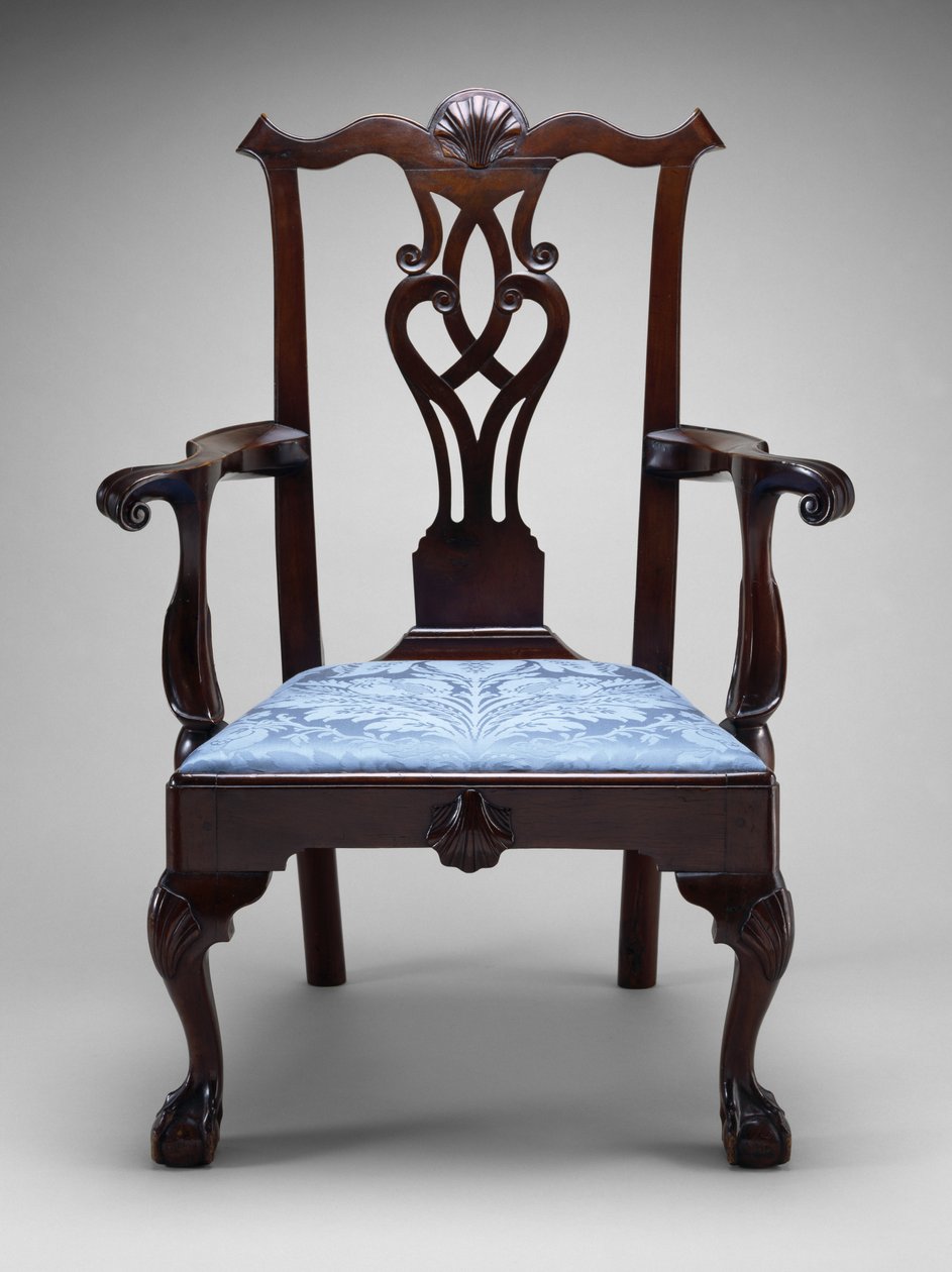 Fåtölj, c. 1760-1790 (svart valnöt; sydlig gul tall) av American School