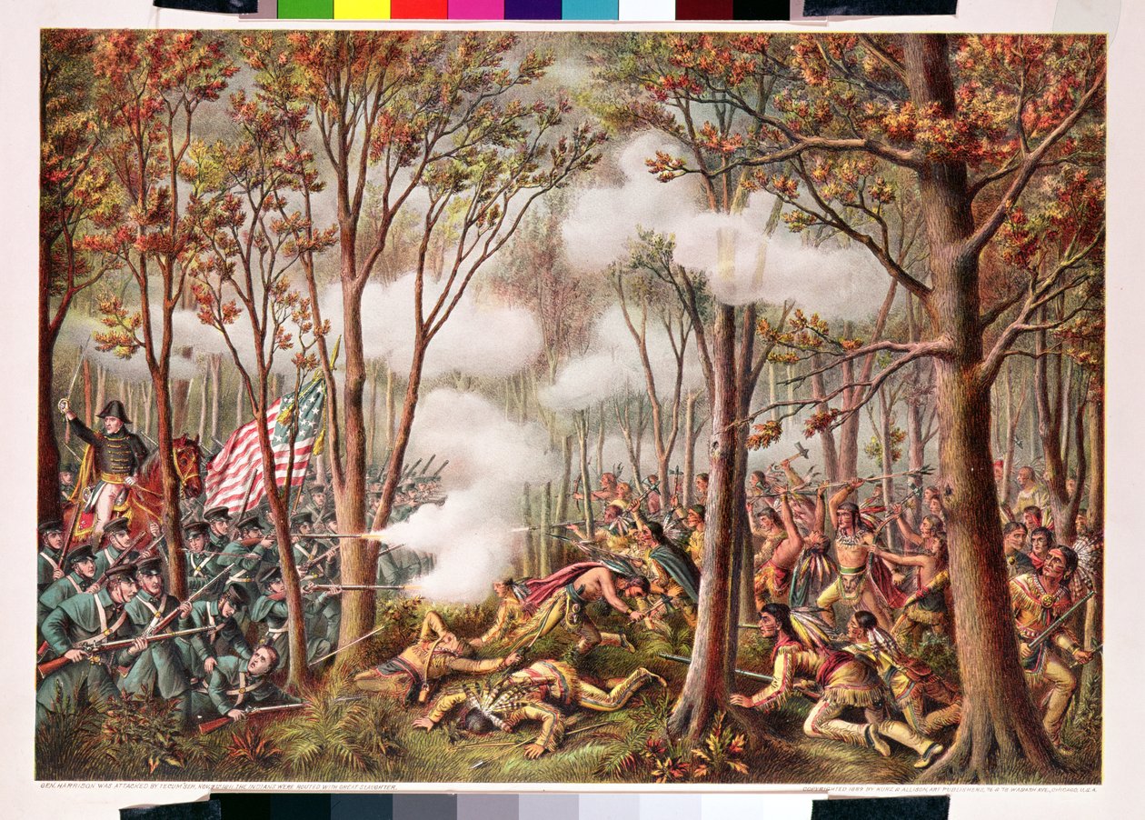 Attack av indianerna vid Tippecanoe River, Indiana Territory, 7 november 1811 av American School