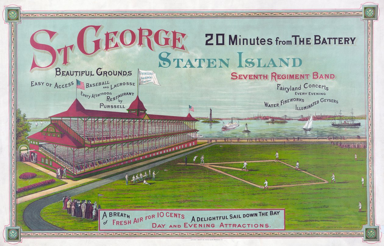 Baseballfält på St. George Park, Staten Island av American School