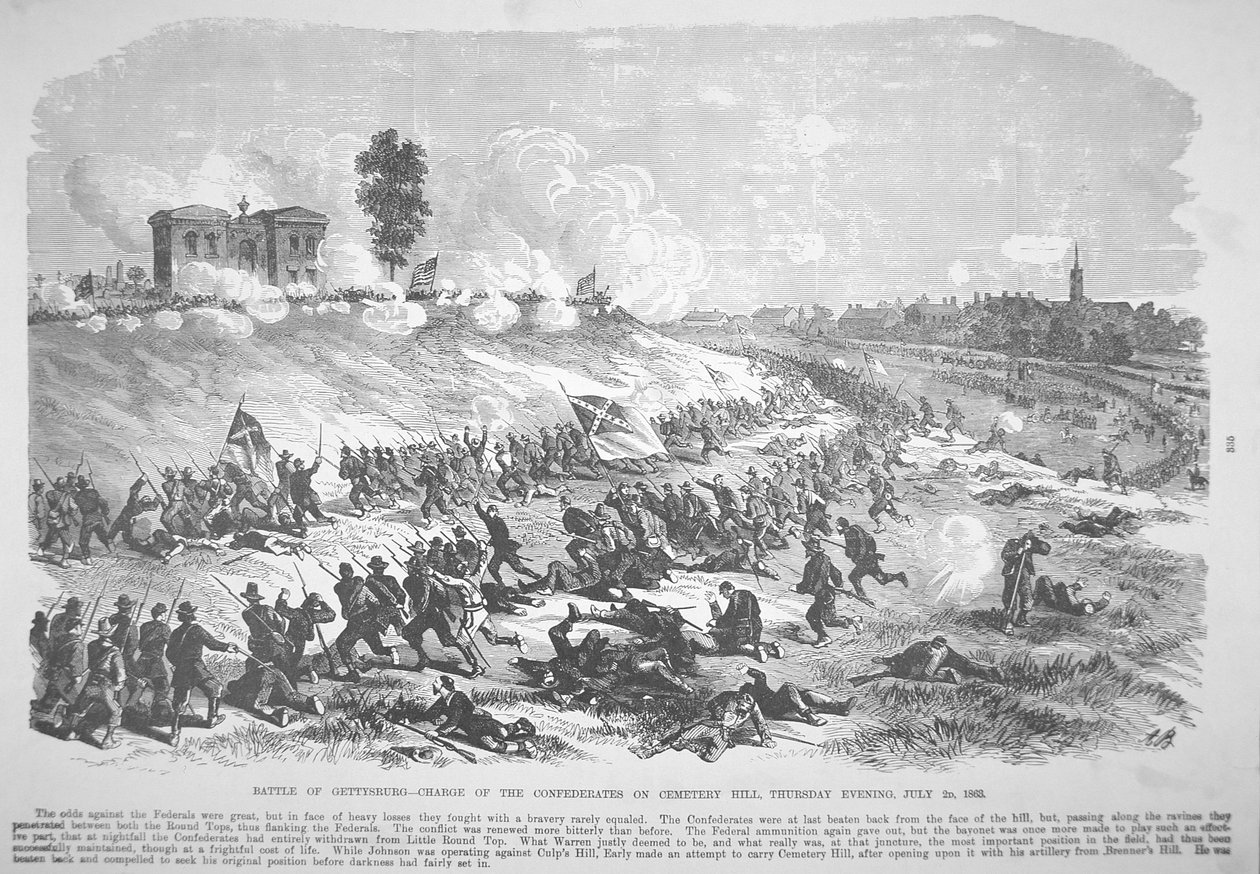 Slaget vid Gettysburg - Konfederationens anfall på Cemetery Hill, torsdag kväll den 2 juli av American School