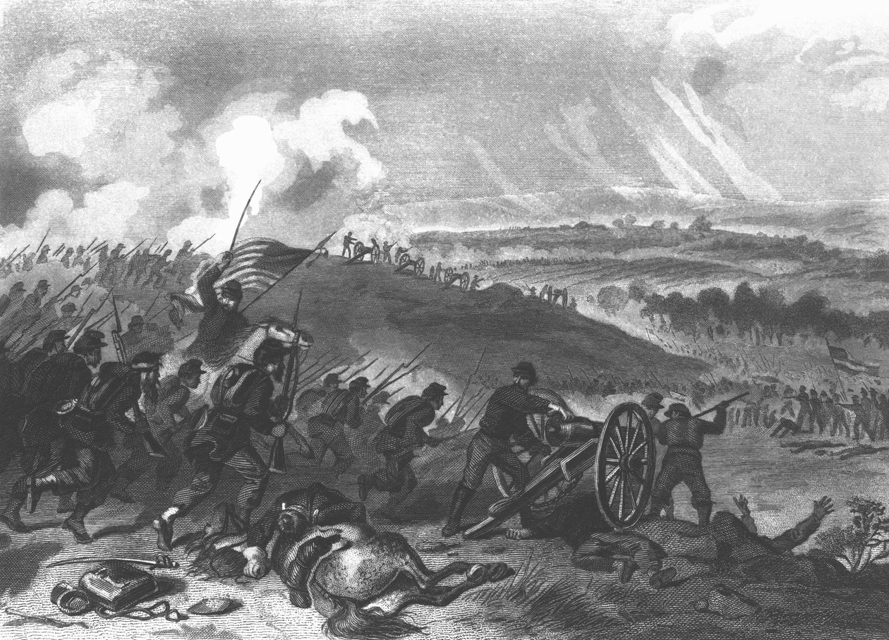 Slaget vid Gettysburg - unionsstyrkornas sista anfall på Cemetery Hill, puben 1863. 1865 av American School