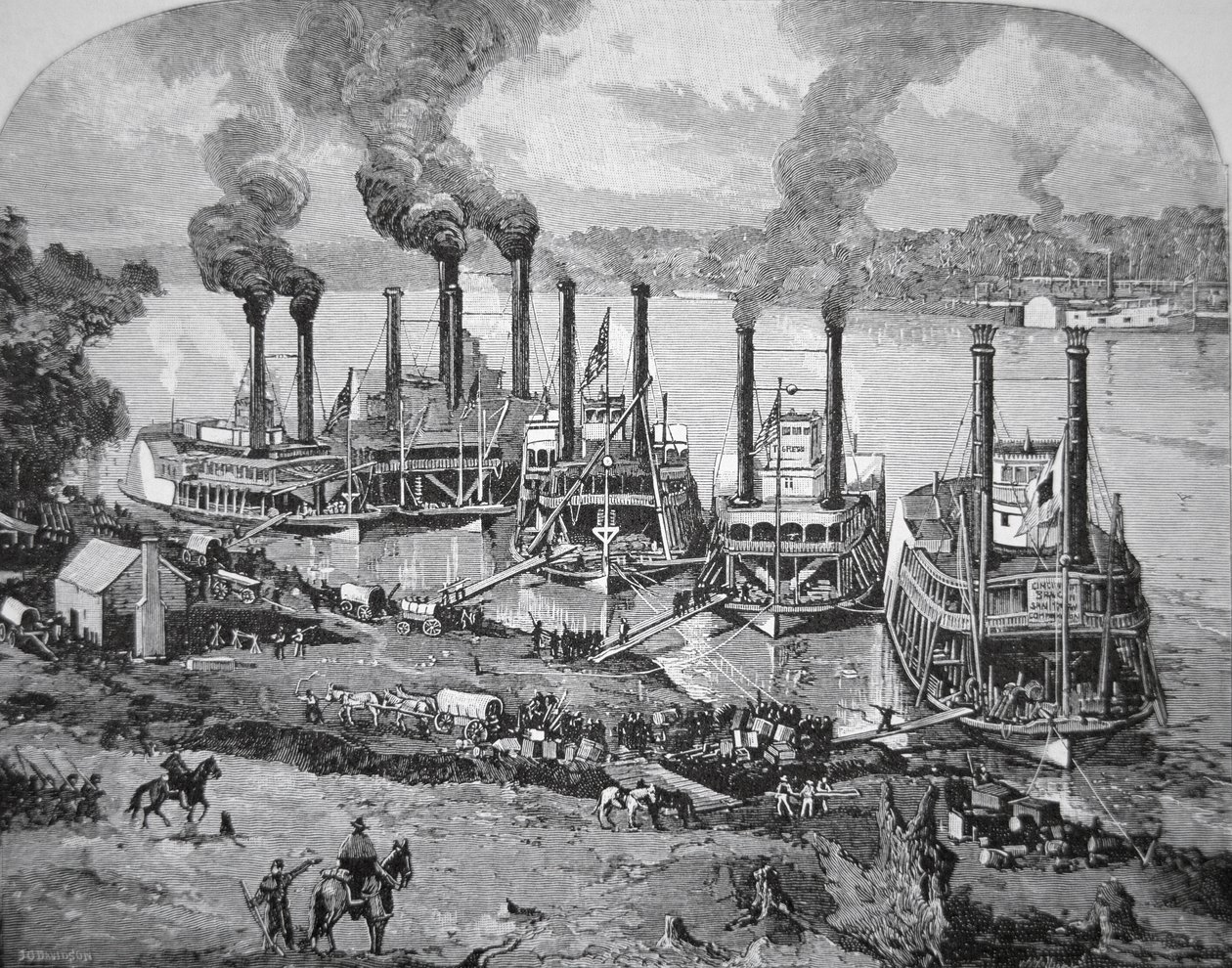 Slaget vid Shiloh även känt som Pittsburg Landing, april 1862 (litho) av American School