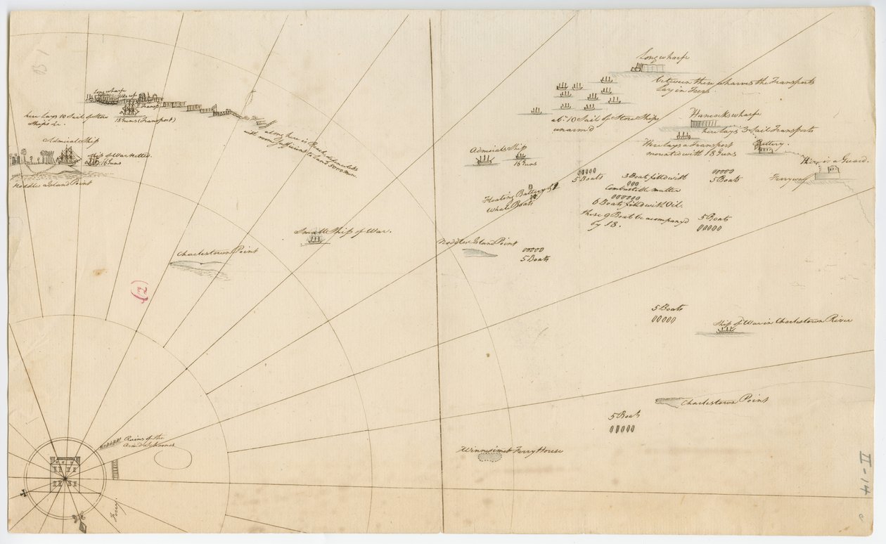 Slagsplan för belägringen av Bostons hamn, c.1775-1776 av American School