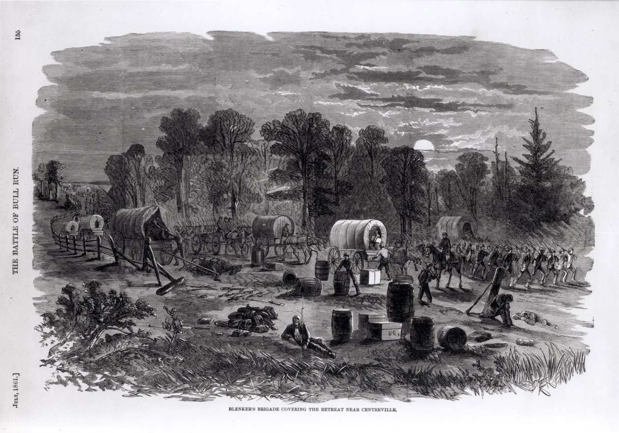 Blenkers brigade som täcker reträtten nära Centreville, juli 1861, från 
