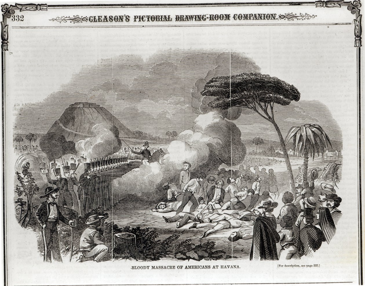 Blodig massaker av amerikaner i Havanna, september 1851, från "Gleasons bildliga salongsföljeslagare" av American School