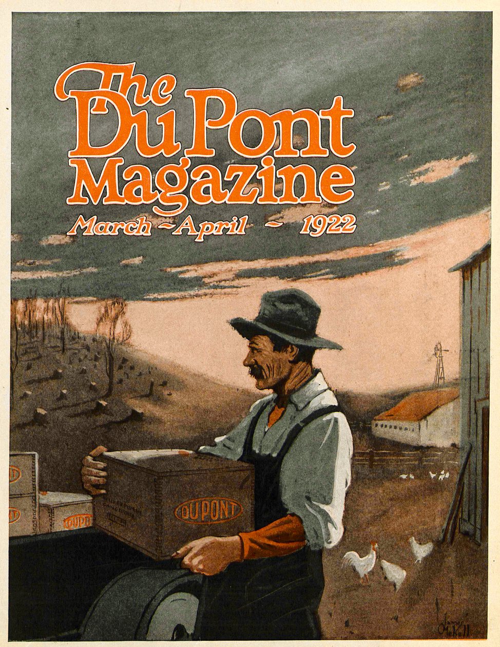 Boring Machines and Explosives Twin Helpers, framsidan av DuPont Magazine, mars-april 1922 av American School
