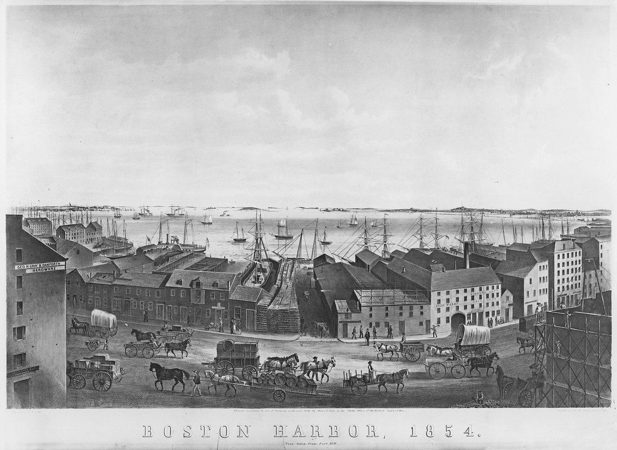 Boston hamn, 1854 av American School