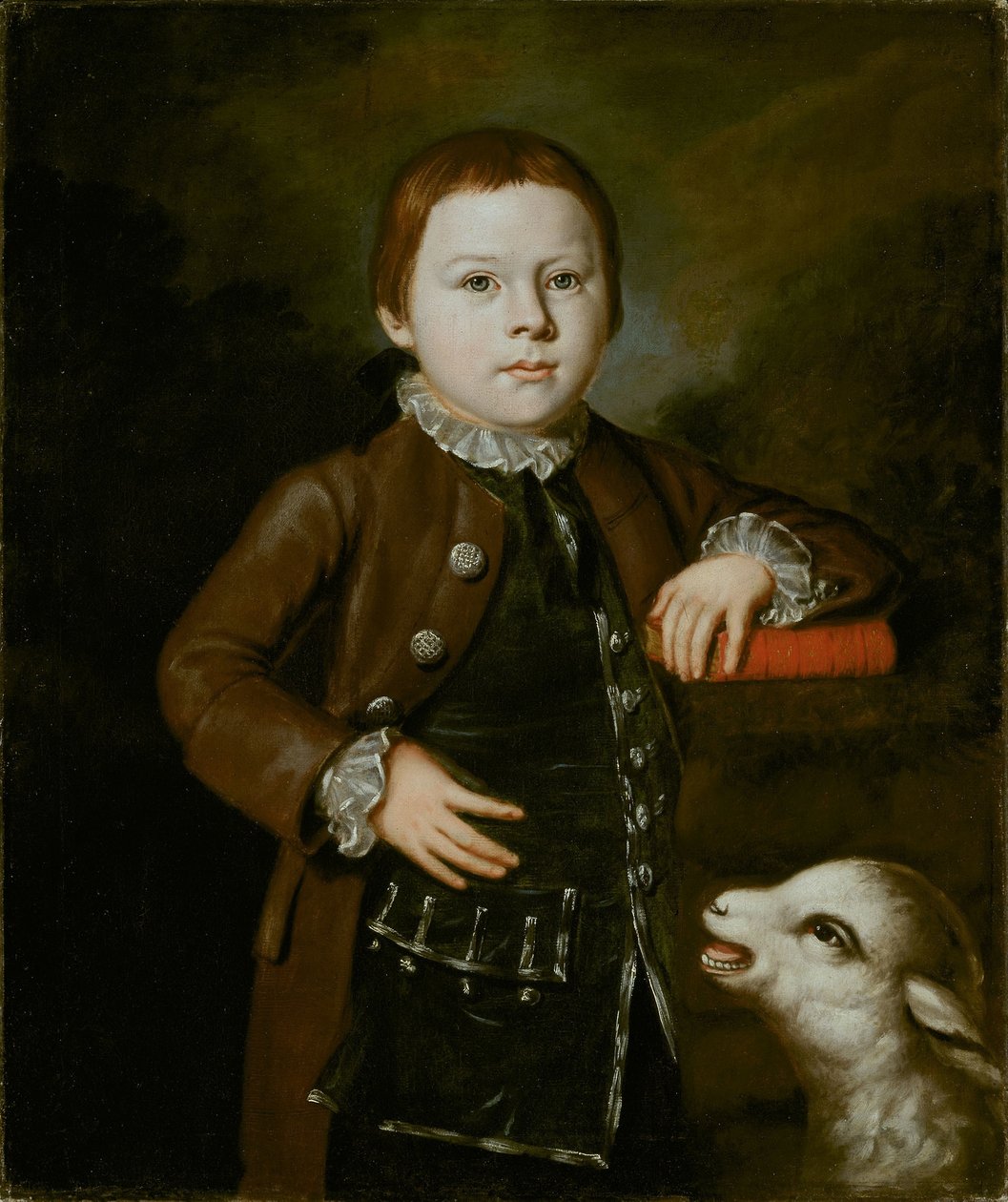 Pojke av Hallett Familj med lamm av American School