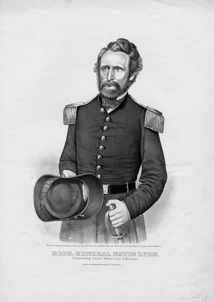 Brigg. General Nathl. Lyon, pub. av Currier & Ives, 1861 av American School