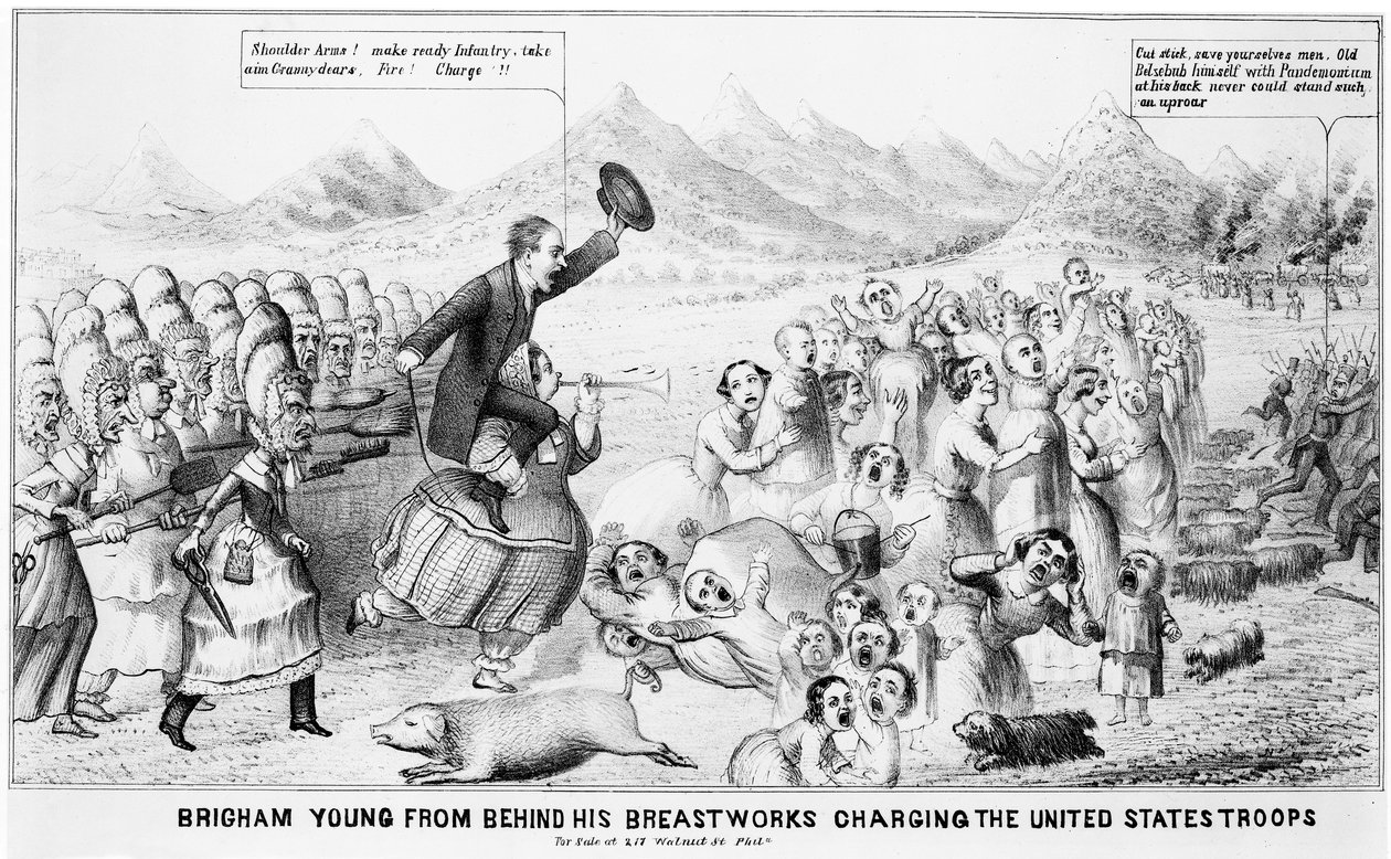Brigham Young från Behind his Breastworks laddar USA:s trupper av American School