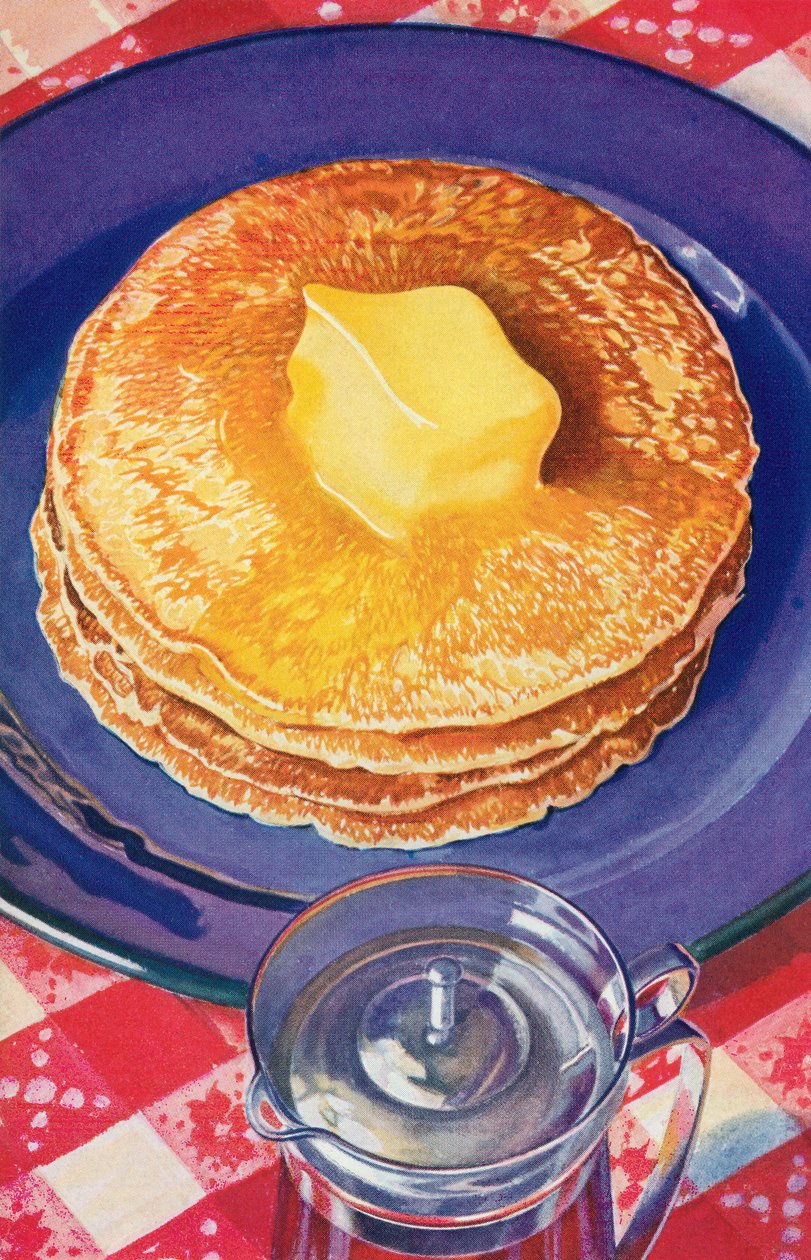 Smör som smälter på en bunt pannkakor av American School