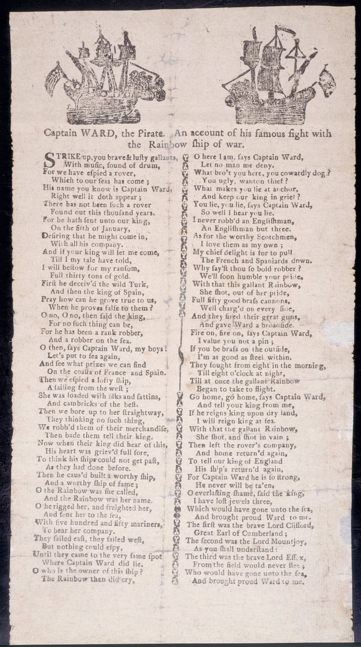 Kapten Wards strid med regnbågens krigsskepp, tryckt på bredsidan 1775 (tryck) av American School