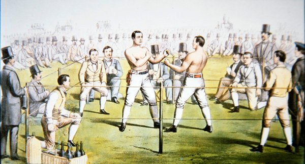 Mästerskapskamp mellan Tom Sayers och John Heenan i Farnborough, England den 17 april av American School