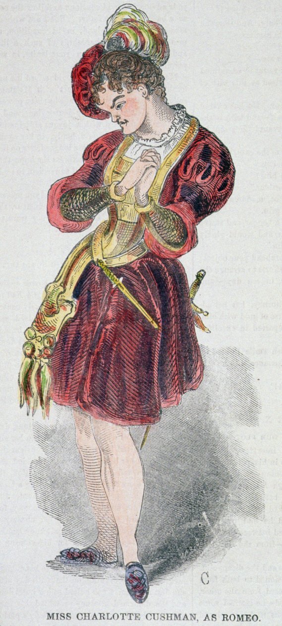 Charlotte Cushman (1816-76) i kostym som Romeo, 1851 av American School