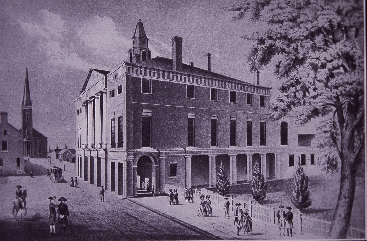 Stadshuset, Wall Street, New York City 1790 (gravyr) av American School
