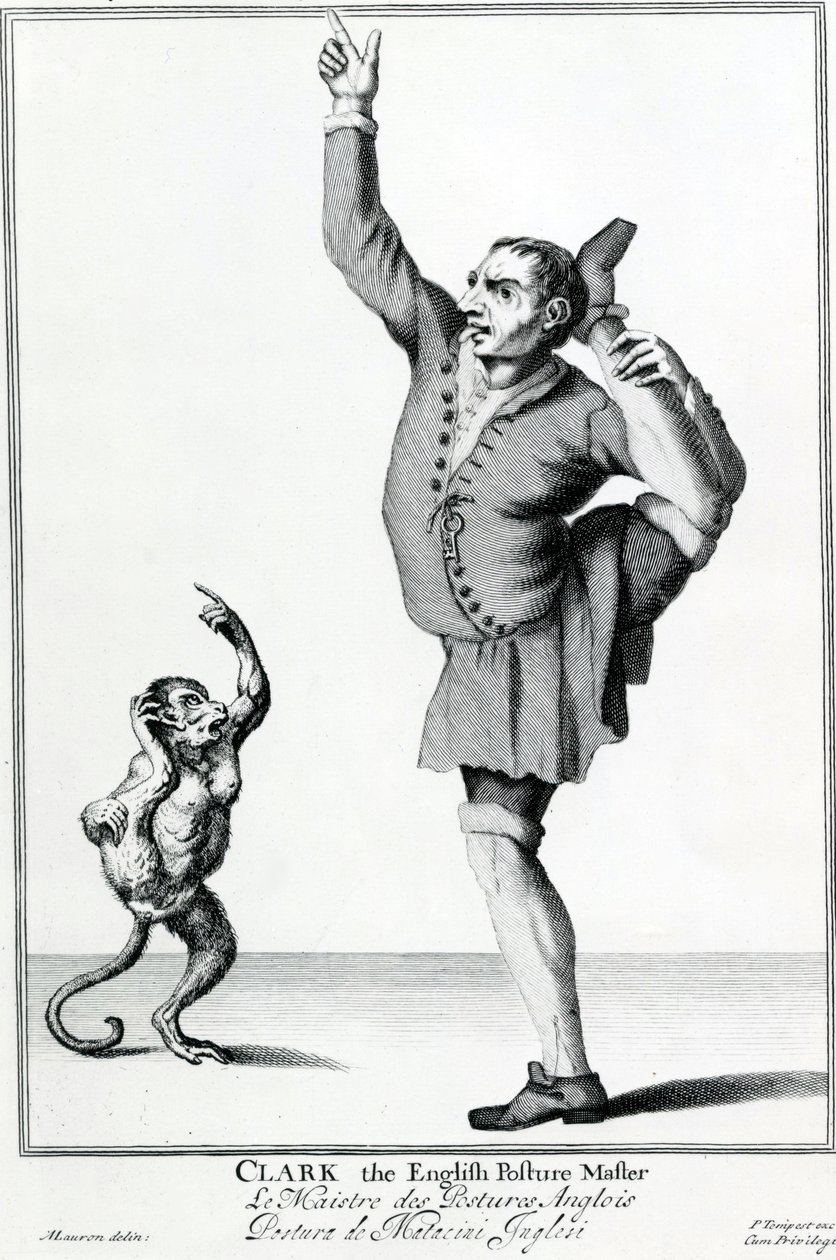 Clark the English Posture Maker, hämtad från serien The Cryes of the City of London Drawne after the Life, gravyr efter Marcellus Laroon II, publicerad av Pierce Tempest, 1688 av American School