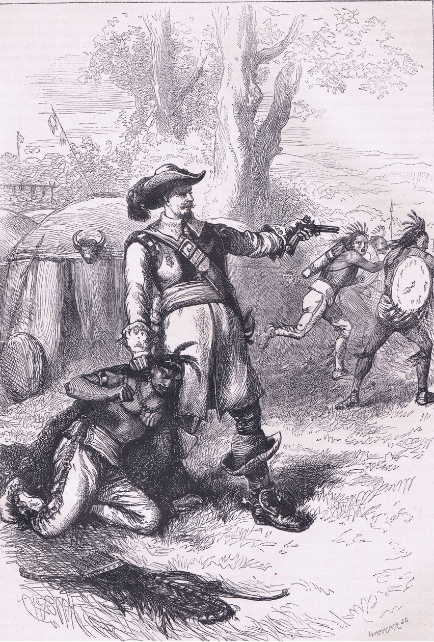 Överste Atherton och indianerna 1661, illustration från Cassell