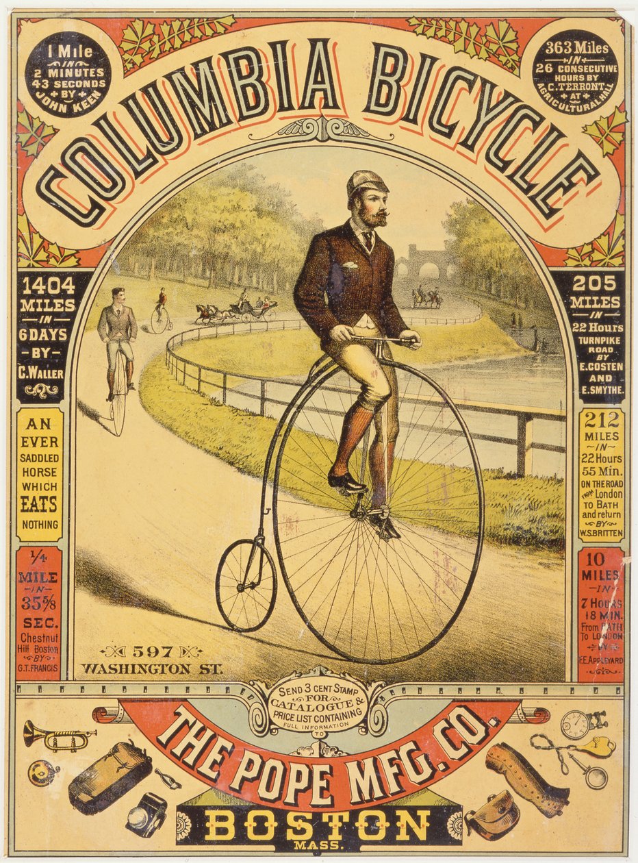 Columbia Bicycle Ad, c.1890-talet (kromolitografi) av American School