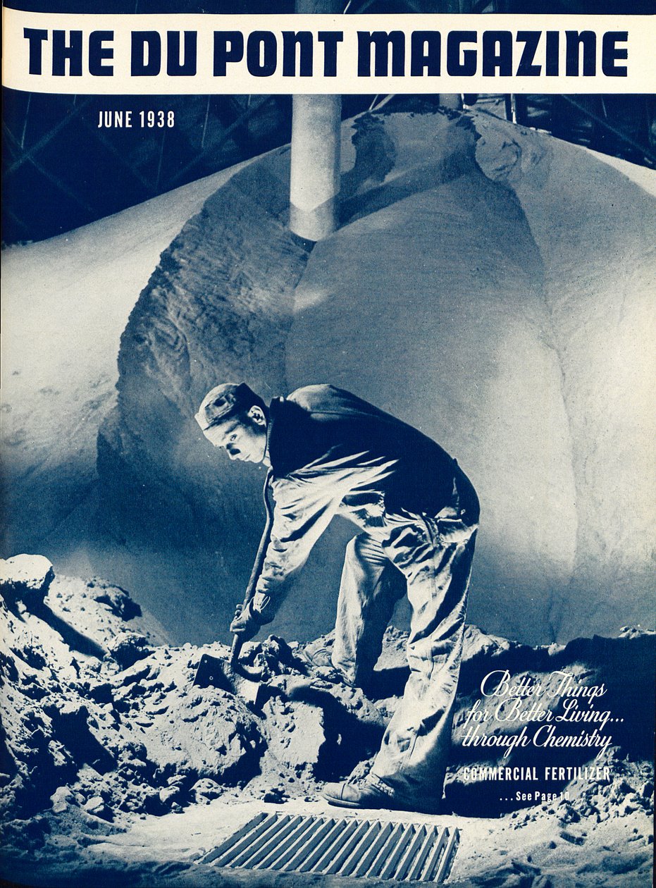 Commercial Fertilizer, framsidan av DuPont Magazine, juni 1938 av American School