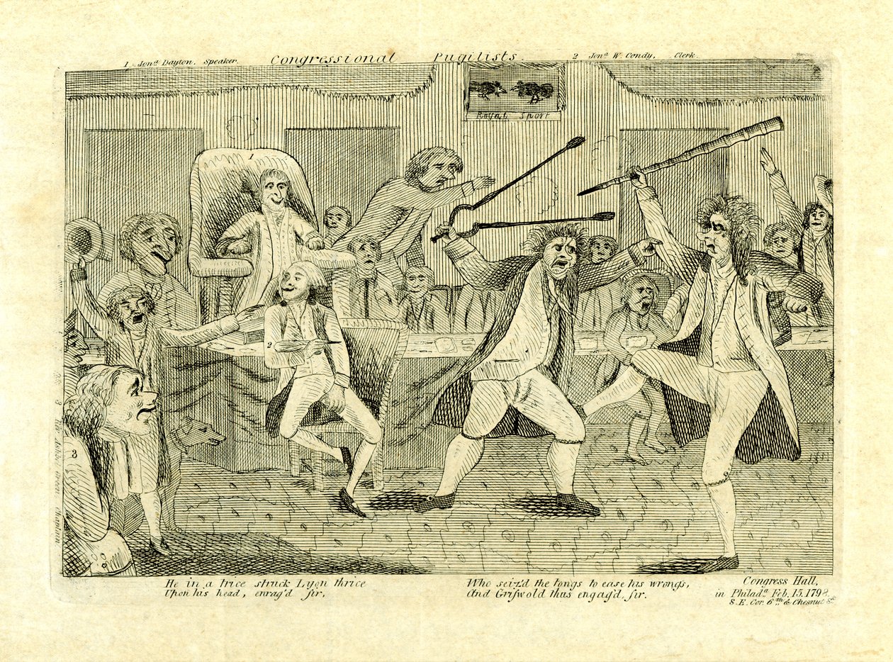 Congressional pugilists: Griswold och Lyon, i Congress Hall, Philadelphia, PA av American School