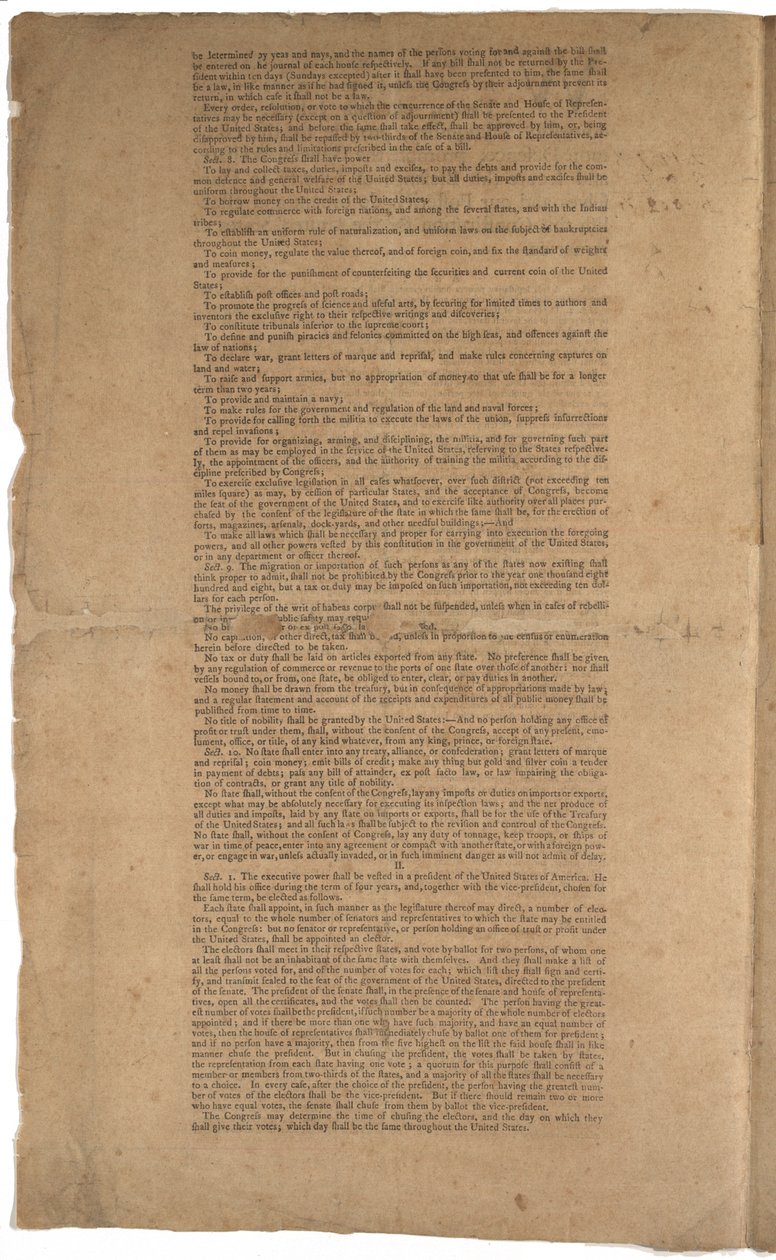 Konstitution, första tryckning, tryckt av Dunlap & Claypoole, 17-19 september 1787 (se även GLC 695933, GLC 695935 & GLC 695936) av American School