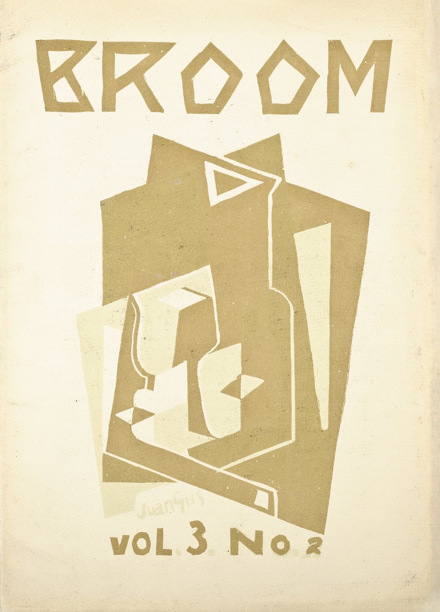 Omslag till volym 3, nummer 2, av konsttidningen "Broom", ca. 1921-1924 av American School