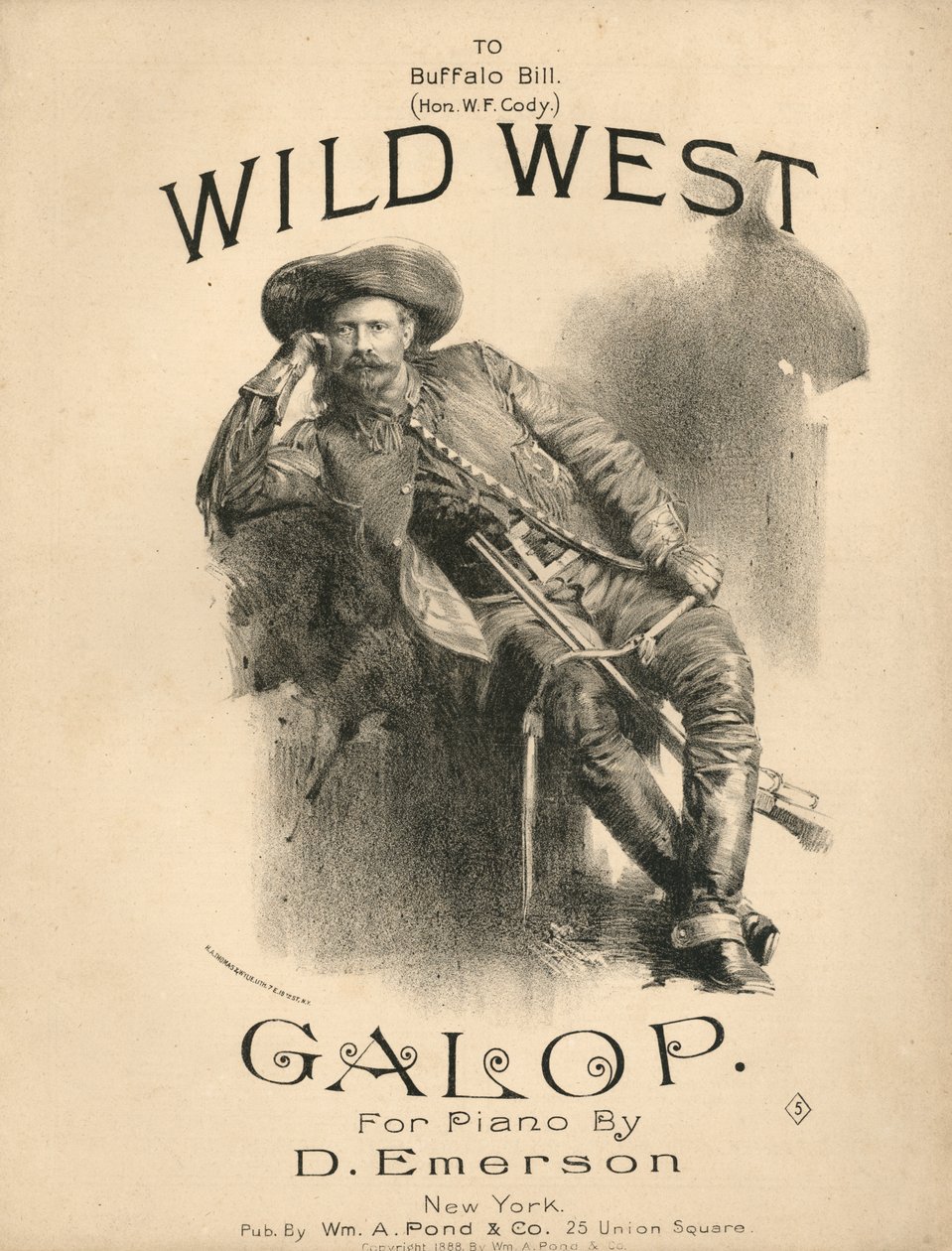 Omslag till notbladet för Wild West Galop, 1888 av American School