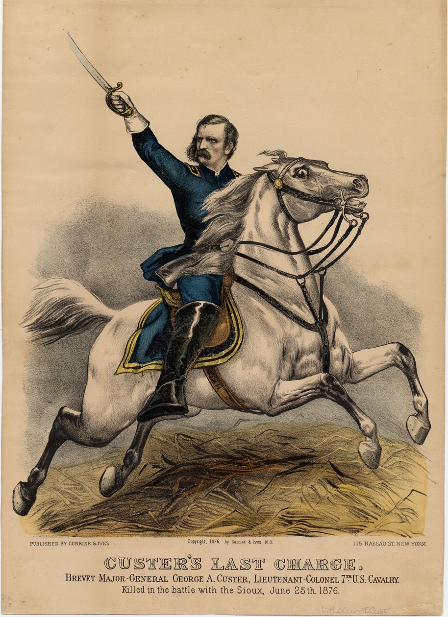 Custers sista laddning, pub. av Currier & Ives, 1876 av American School