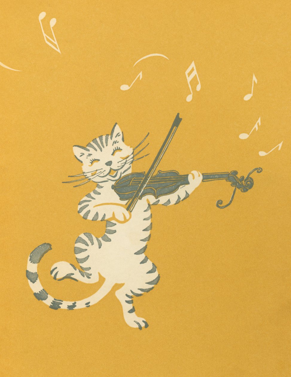 Dansande katt som spelar violin av American School