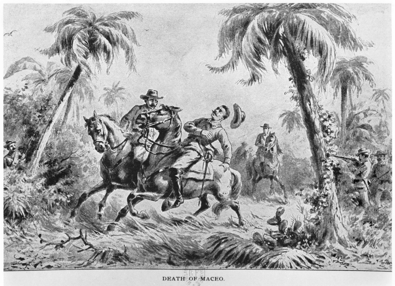 Antonio Maceos död (1845-96), illustration från The Story of Cuba av Murat Halstead, publicerad 1898 av American School