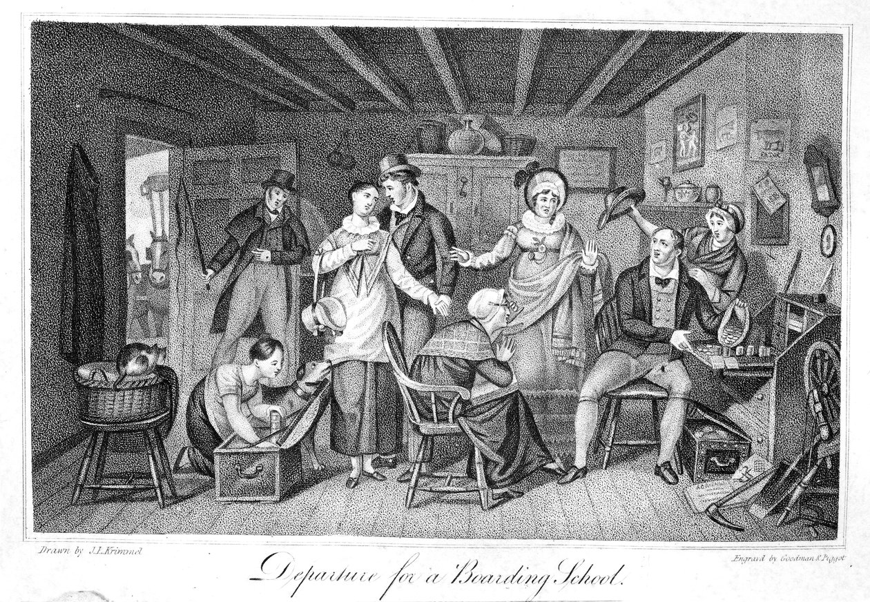 Avresa till en internatskola, från Analectic Magazine, v.2., 1820 av American School