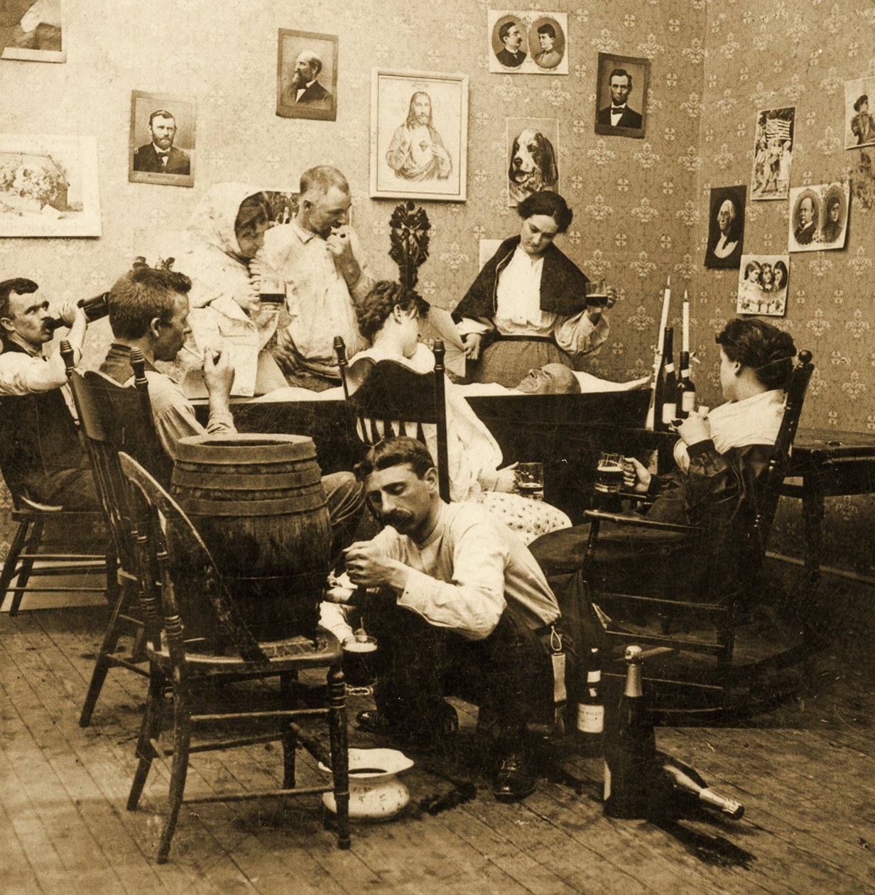 Detalj från McCarthys Wake (del 1), 1899 (stereograf) av American School