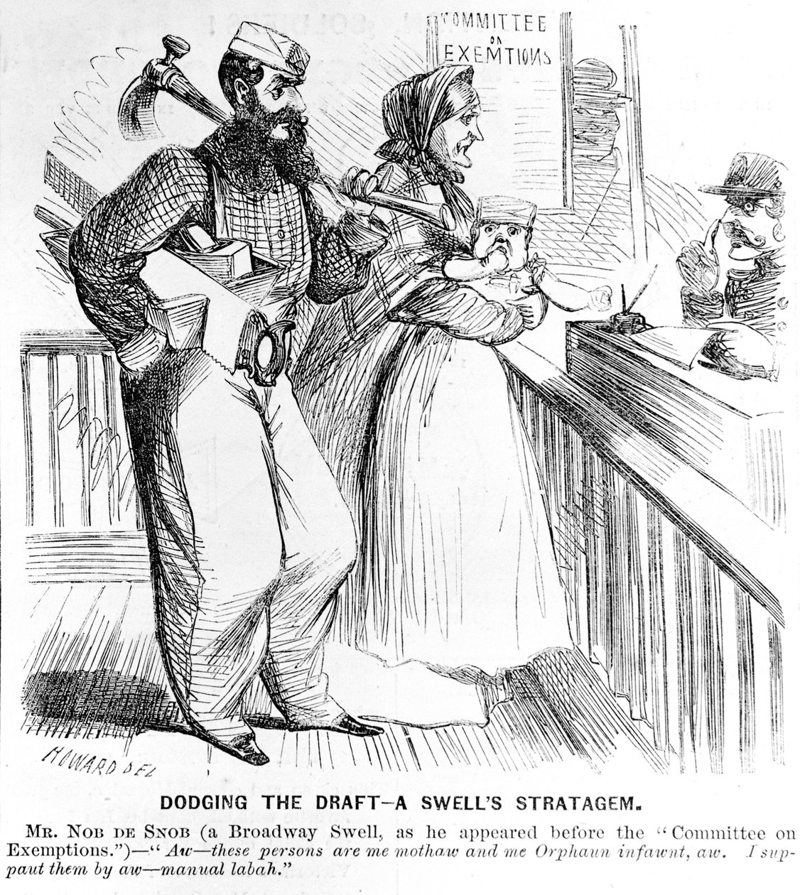 Dodging a Draft - A Swollen Stratagem, från Frank Leslies Illustrated Newspaper, 19 september 1863 av American School