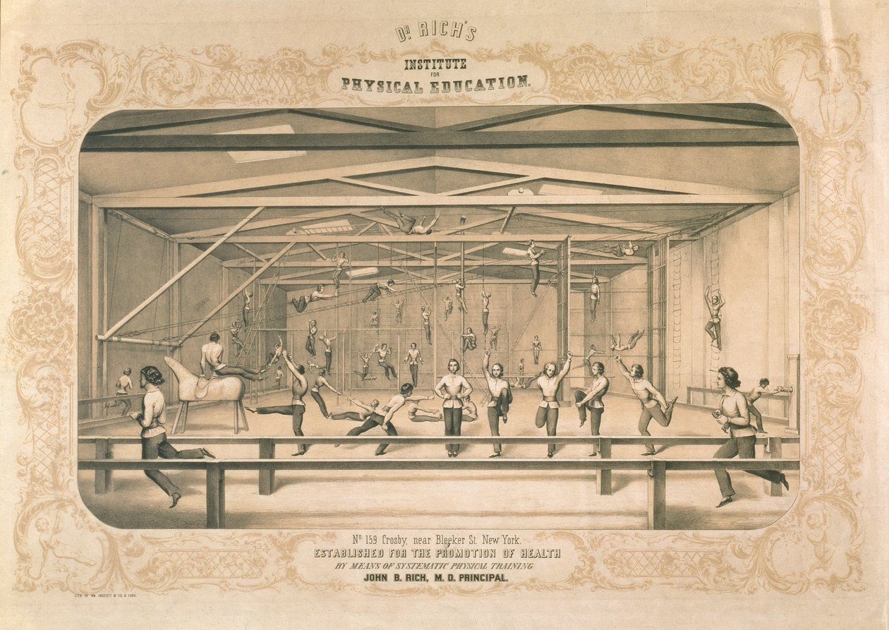 Dr Richs Institute for Physical Education, graverad och pub. av Wm. Endicott & Co, New York, 1850 av American School
