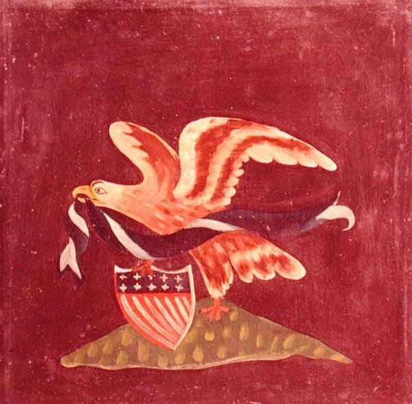 Örn med amerikansk sköld, ca 1800-99 (olja på duk) av American School