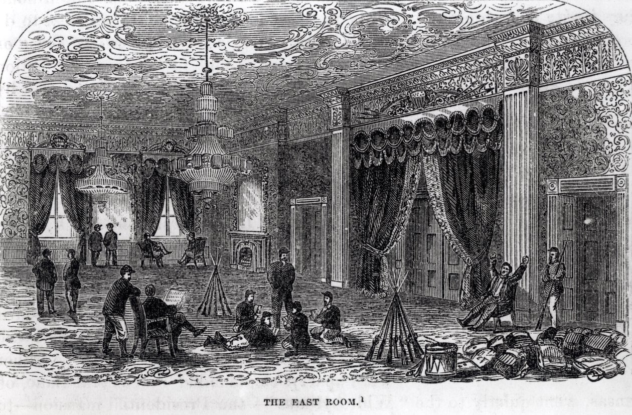 Vita husets östra rum under inbördeskriget, från "A Pictorial History of the Civil War" av American School