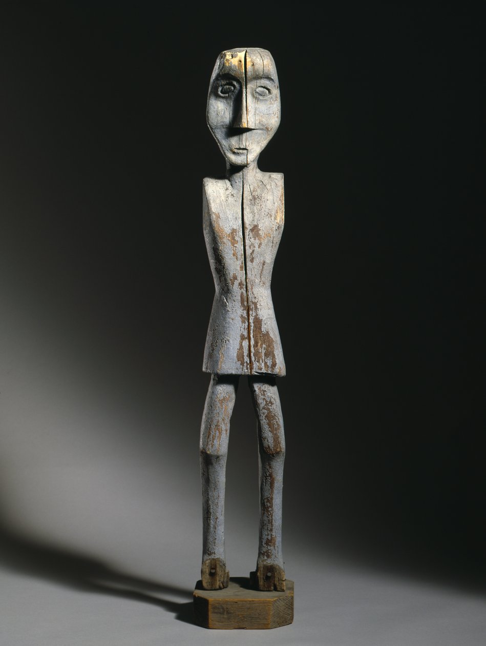 Effigy-figur, Chippewa, sent 1800-tal (trä, järnspik och pigment) av American School