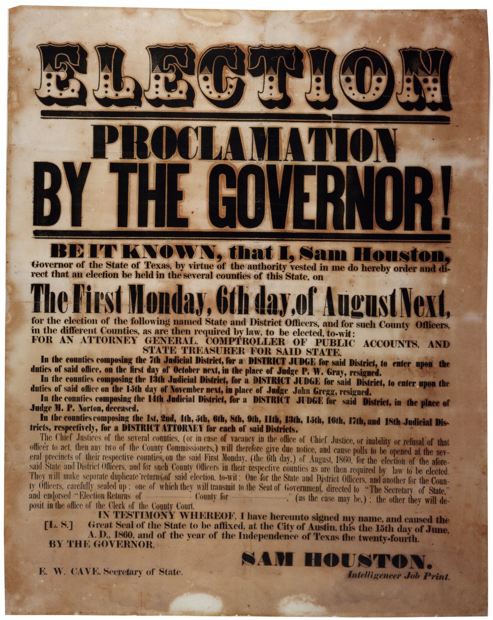 Valkungörelse av guvernören! (val före inbördeskriget), 15 juni 1860 av American School