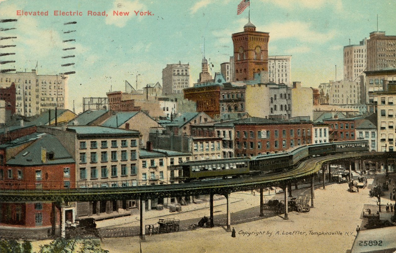Elevated Electric Road, New York, ca 1900 av American School