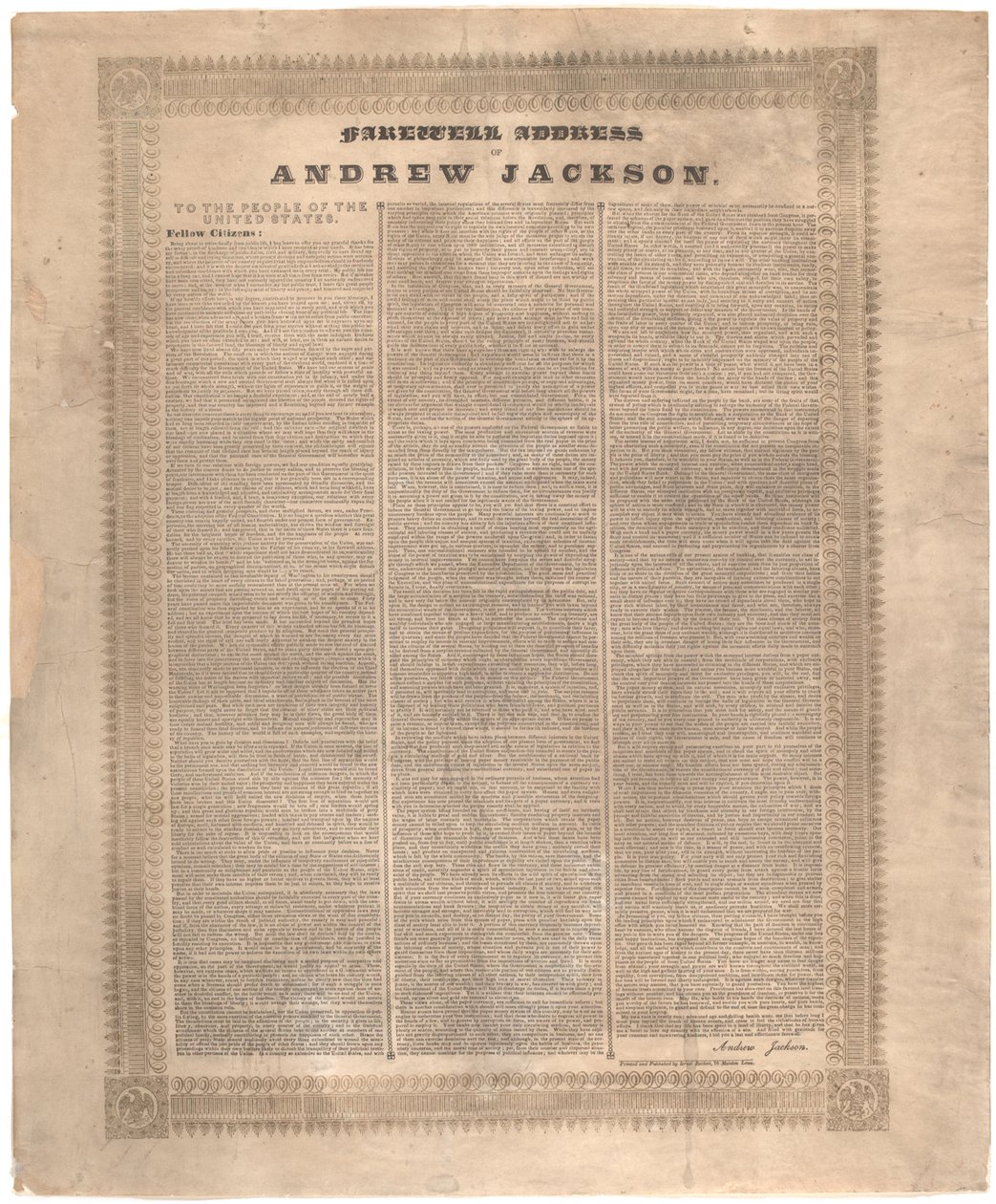 Andrew Jacksons avskedsadress, 1837 av American School