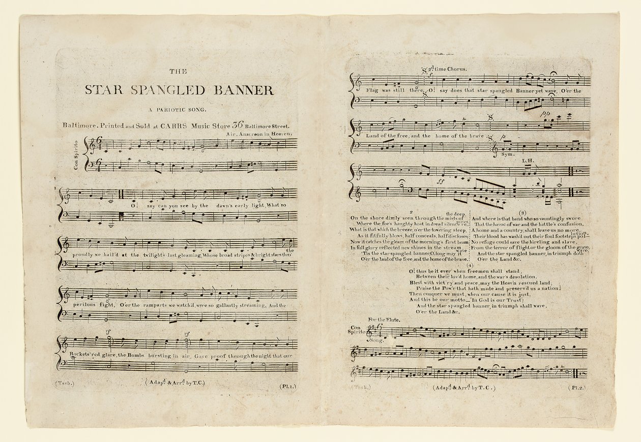 Första upplagan av noterna till "The Star Spangled Banner. A Pariotic av American School