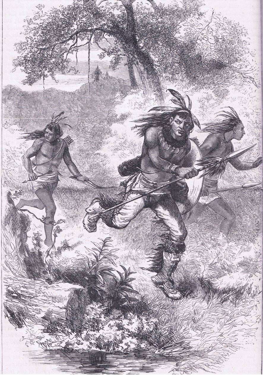 Flight of the Indians efter massakern, illustration från Cassell