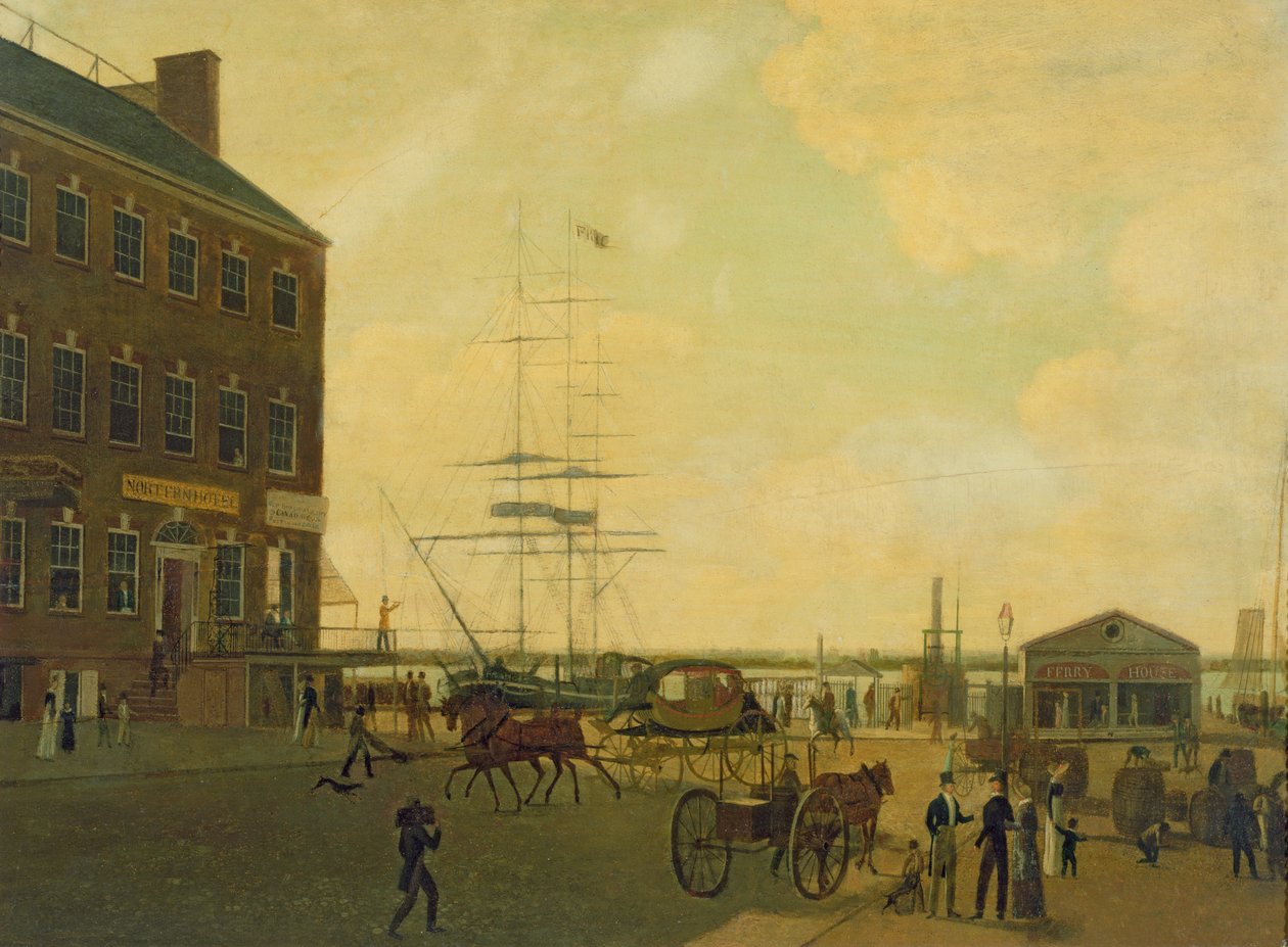 Foten av Cortlandt Street, New York City, ca 1818-49 av American School