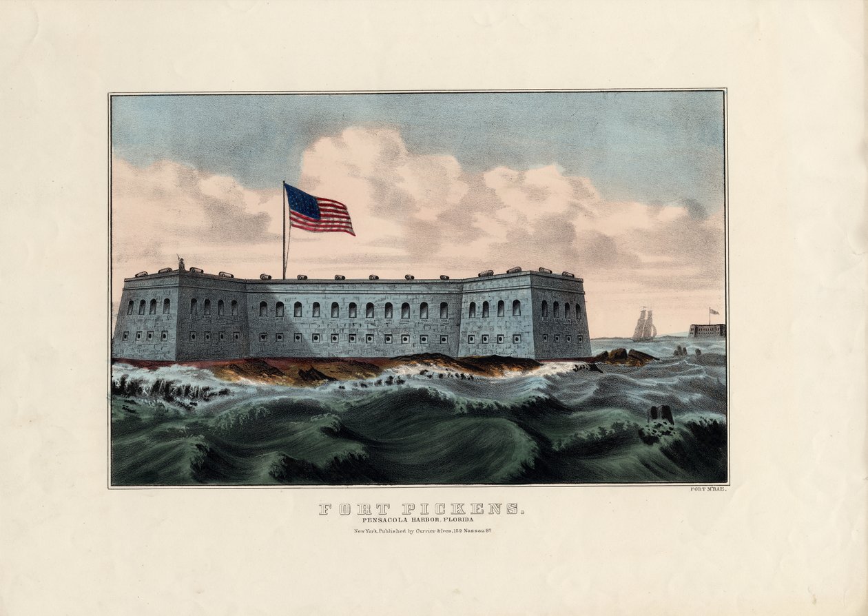 Fort Pickens: Pensacola Harbor, Florida, pub. av Currier & Ives, ca 1865 av American School