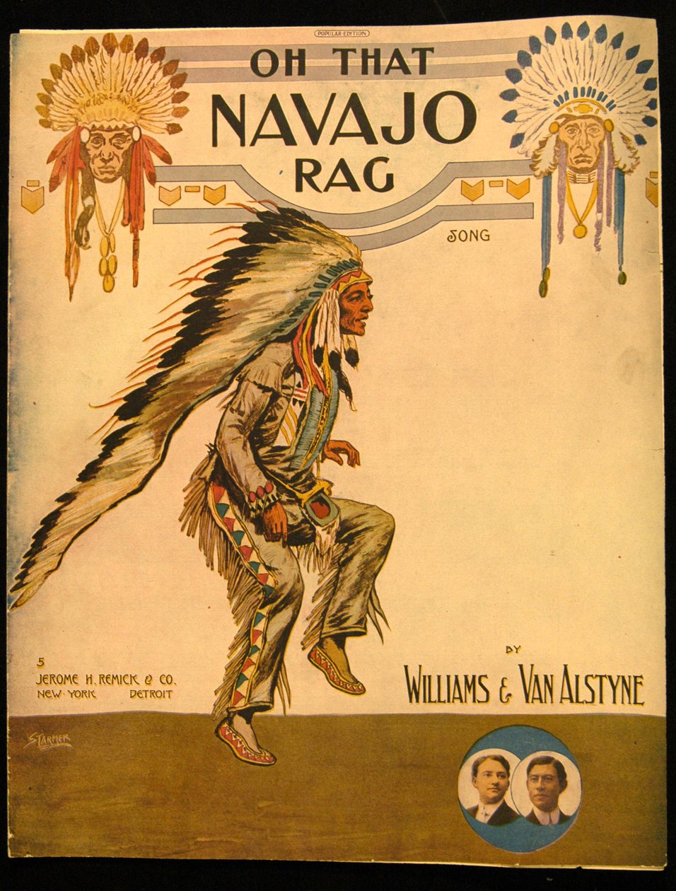 Främre omslag till Oh that Navajo Rag av Williams och Van Alstyne, c.1912 av American School